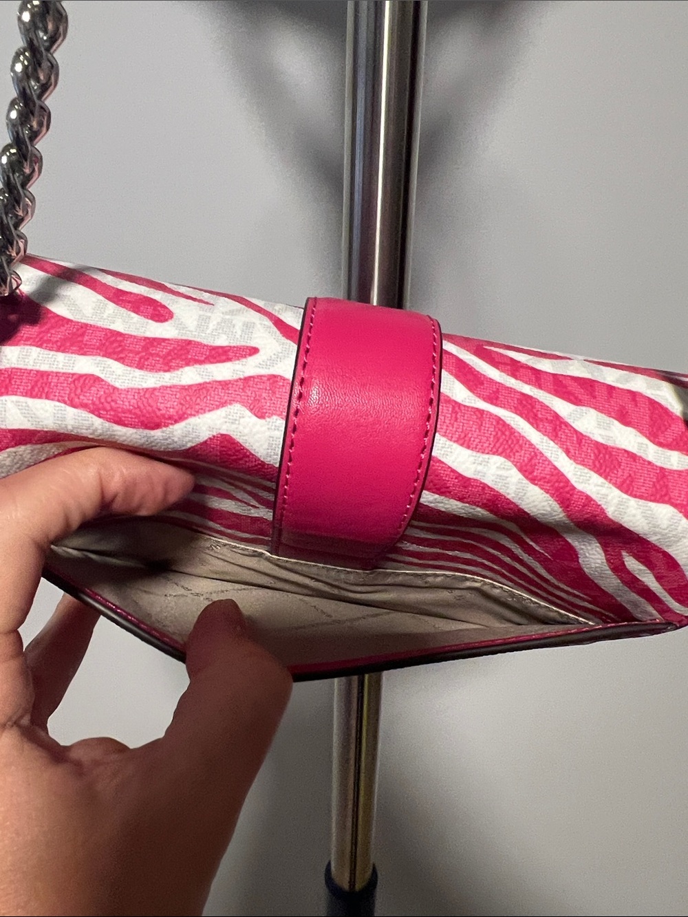 Michael Kors Hot Pink and White Zebra-Print Shoulder Bag - Picture 8 of 13
